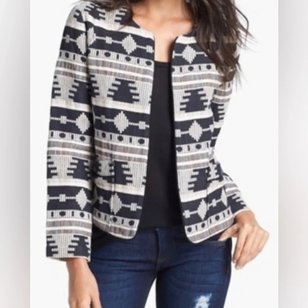 Like Mynded Aztec Open Front Blazer Jacket Size S